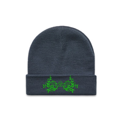 Green designed Cuff beanie Thumbnail